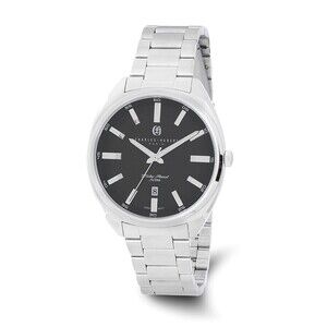 Kazi Luxury Mens Charles Hubert Stainless Steel Black Dial Watch